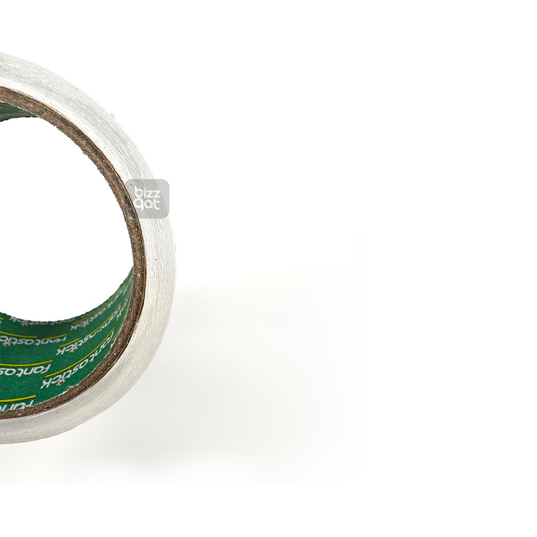 The FANTASTICK Double-Sided Tape 2"X12YARDS PK 3 ROLL is an adhesive tape with adhesive on both sides of the tape. The specifications of this tape are as follows: Tape width: 2 inches Tape length: 12 yards per roll Pack quantity: 3 rolls per pack Adhesive type: Double-sided