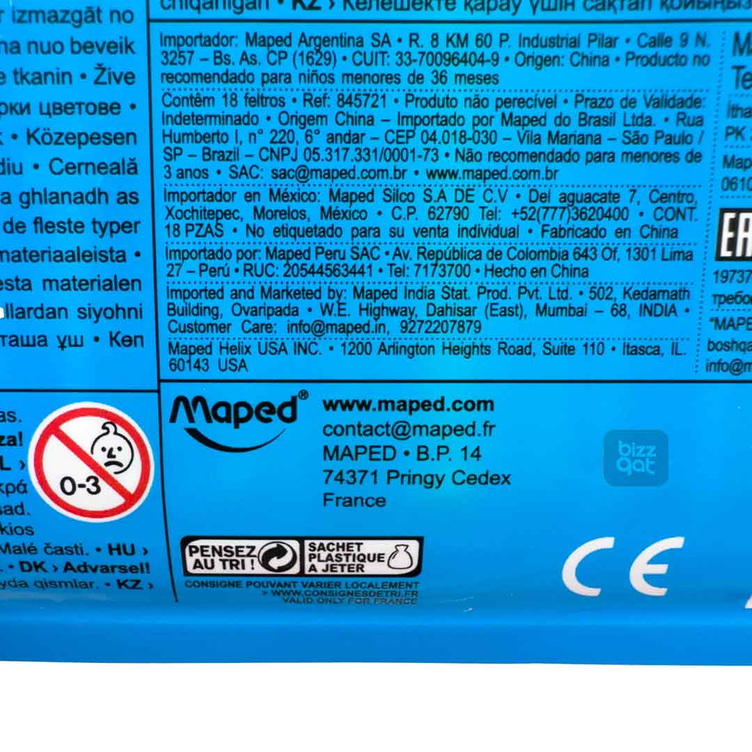 Maped Color Peps Ocean 18 Color: Brand: Maped Type: Coloring pencils Set Size: 18 Colors Color: Ocean-themed shades (such as shades of blue, green, purple, and gray) Lead Type: Watercolor Point Type: Sharp and Resistant Barrel Material: Wood Usage: Coloring and Drawing