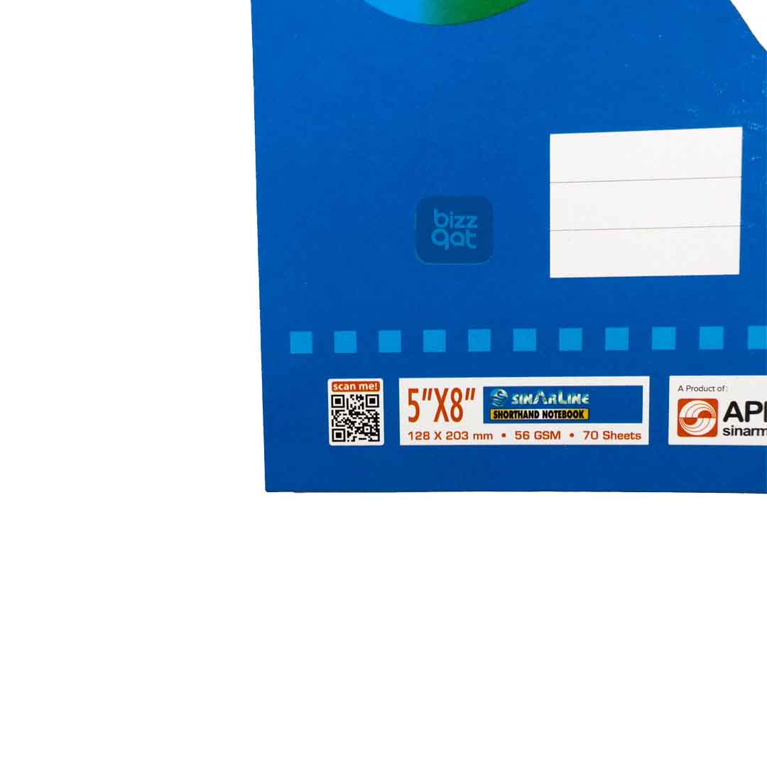 Specifications for the Spiral Shorthand Notebook Sinarline Pad70S-SP03055: Paper Size: 125mm x 200mm Paper Type: Ruled paper Paper Weight: 70gsm Binding Type: Side spiral binding Number of Pages: 70 sheets (140 pages)