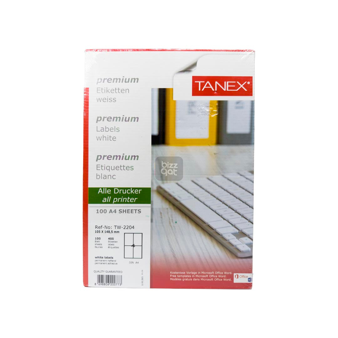 Tanex 4 Labels A4 105X148.5mm TW2204