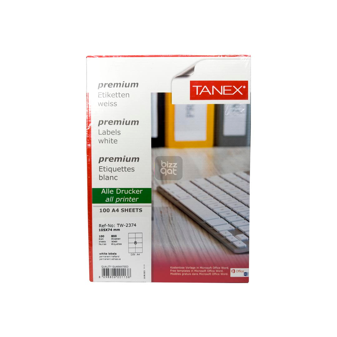 Tanex 12 Labels A4 105X48mm TW2612